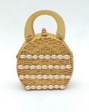  Wooden Handle Rattan Round Bag 