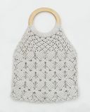  Thick Wooden Handle Flower Pattern Macrame Bag 