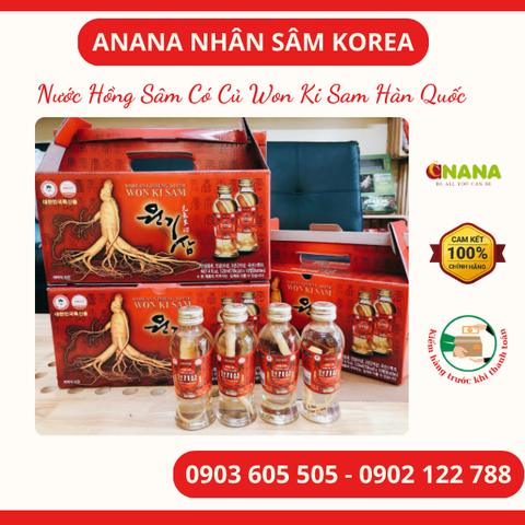  Hộp nước hồng sâm có củ Won Ki Sam (120ml x 10 chai) 