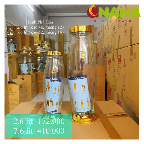  BÌNH THỦY TINH 2.6 LIT VÀ 7.6 LIT (PHÚ HÒA) 