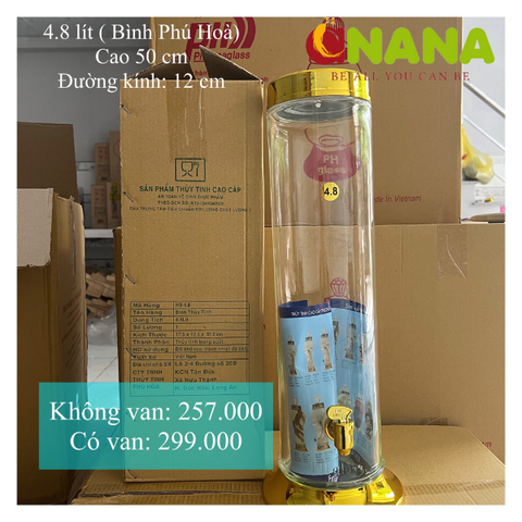  BÌNH THỦY TINH 4.8 LIT (PHÚ HÒA) 
