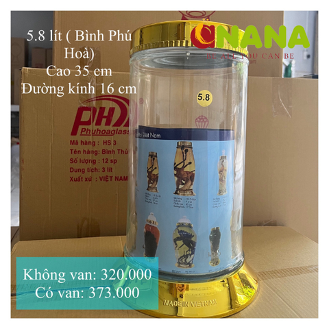  BÌNH THỦY TINH 5.8 LIT (PHÚ HÒA) 