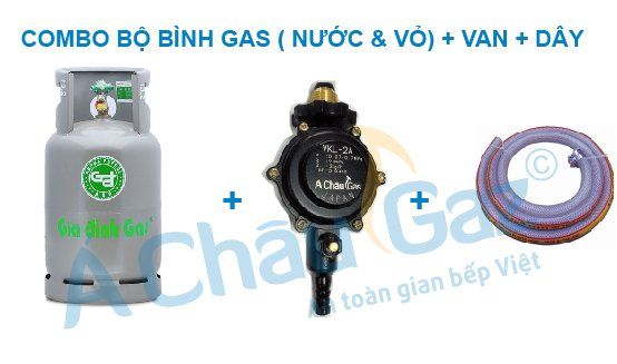 COMBO bộ bình gas ( nước & vỏ) + van + dây . Tặng Bếp Windo 718.