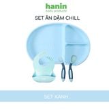  Bộ ăn dặm Silicon Hanin Baby gồm khay, yếm và thìa dĩa cho bé 