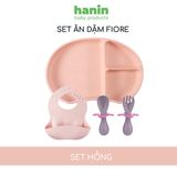  Bộ ăn dặm Silicon Hanin Baby gồm khay, yếm và thìa dĩa cho bé 