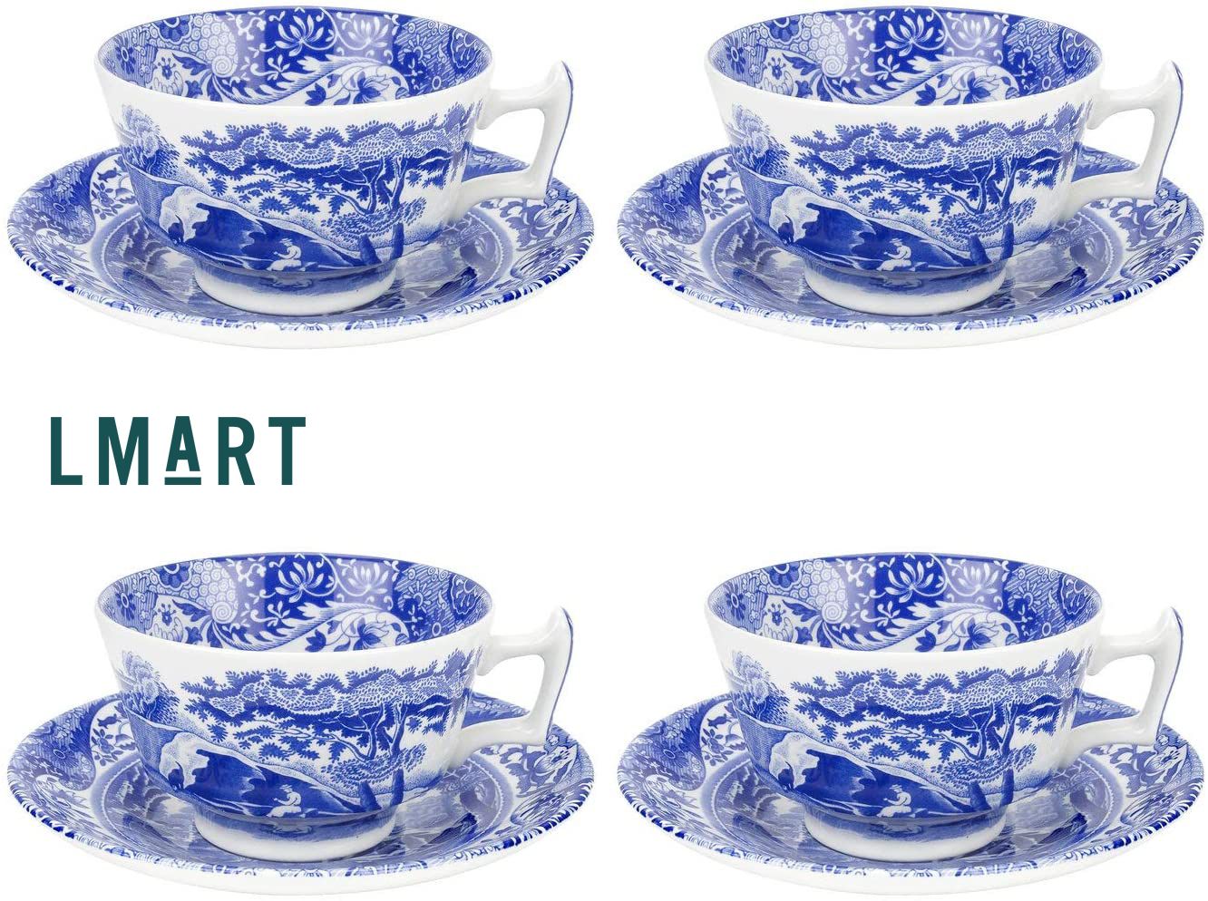  Spode blue Italian tea cup and saucer ( set 4 ) 