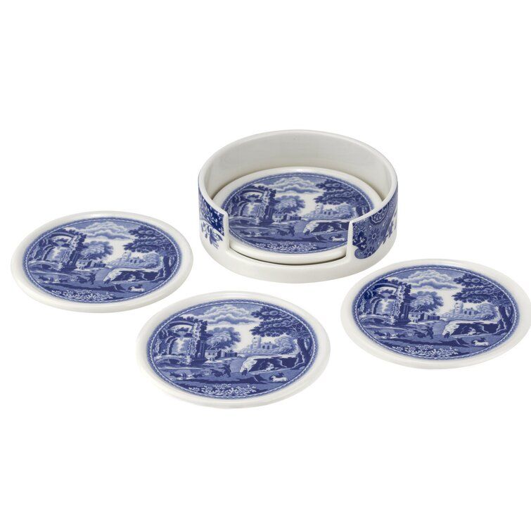  Spode Blue Italian Coaster ( set 4 lót ly sứ ) 