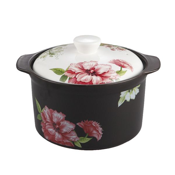 Nồi sứ Royalcooks Santa Rosa 2L – Nắp trắng có hoa (RC-SR2009)