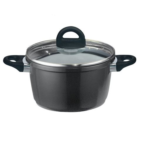  Nồi từ Aluminium tráng men chống dính, vung kính ELO  Black Vision 20cm 