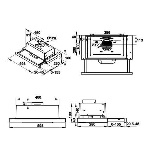  Máy hút mùi âm tủ Hafele 60cm 539.81.083 