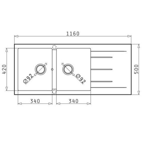  Chậu rửa chén đá Bosch PYRAGRANITE ALAZIA (116X50) 2B 1D 