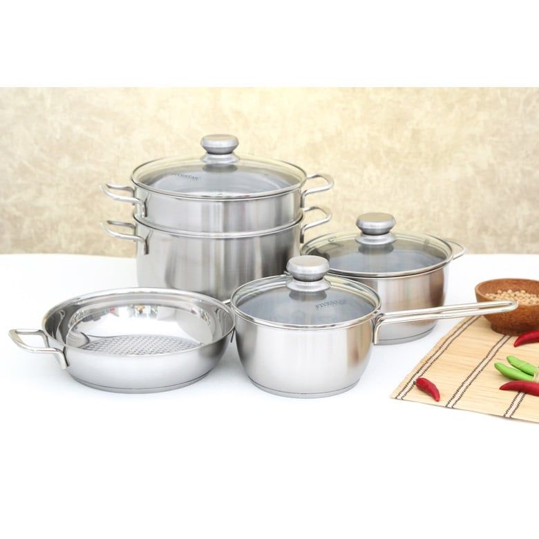 Bộ nồi Inox Fivestar 5 chiếc vung kính nấu Đồ Gia Dụng