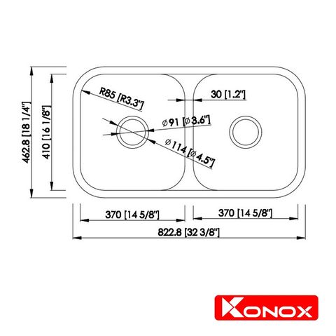  Chậu rửa chén bát Konox Undermount Series KN8246DUA 