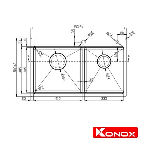  Chậu rửa chén bát Konox Topmount Series KN8250TD 