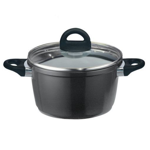 Nồi từ Aluminium tráng men chống dính, vung kính Elo Black Vision 28cm