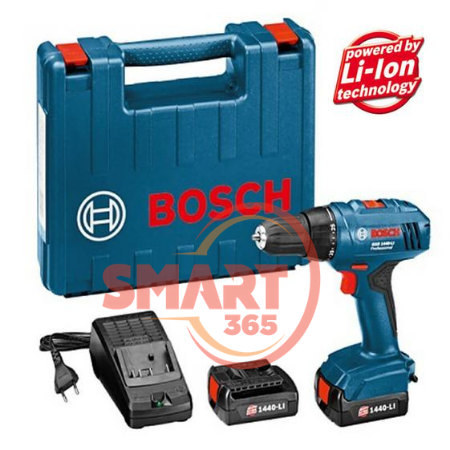  Máy khoan vặn bắt ốc vít dùng pin tặng phụ kiện Bosch GSR 1440-LI 2 PIN PROFESSIONAL 