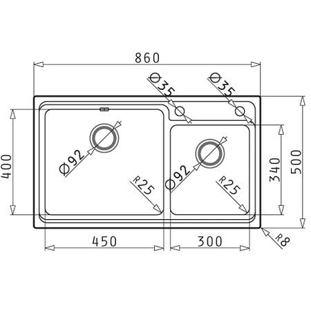  Chậu rửa chén inox Bosch STUDIO (86X50) 2B 