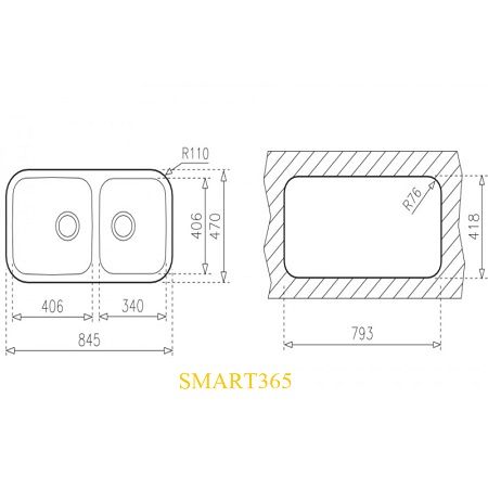  Chậu rửa chén Teka BE 2B 845 