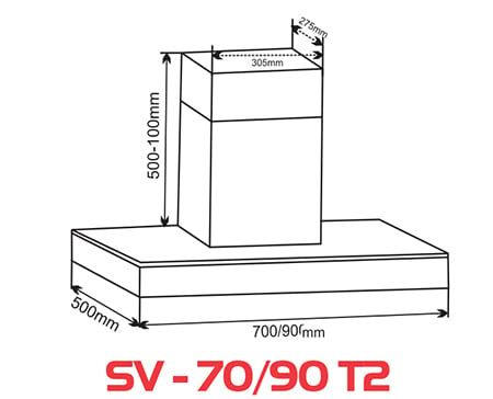  Máy hút khói khử mùi Sevilla SV-90T2 