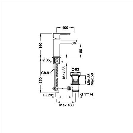 Vòi chậu nóng lạnh Hafele (loại thấp) InnoSquare 589.82.030