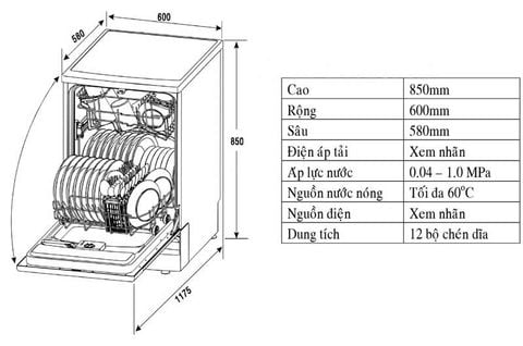  Máy rửa chén đứng độc lập Malloca WQP12-9242A 