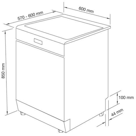  Máy rửa chén đứng độc lập Malloca WQP12-J7209N 