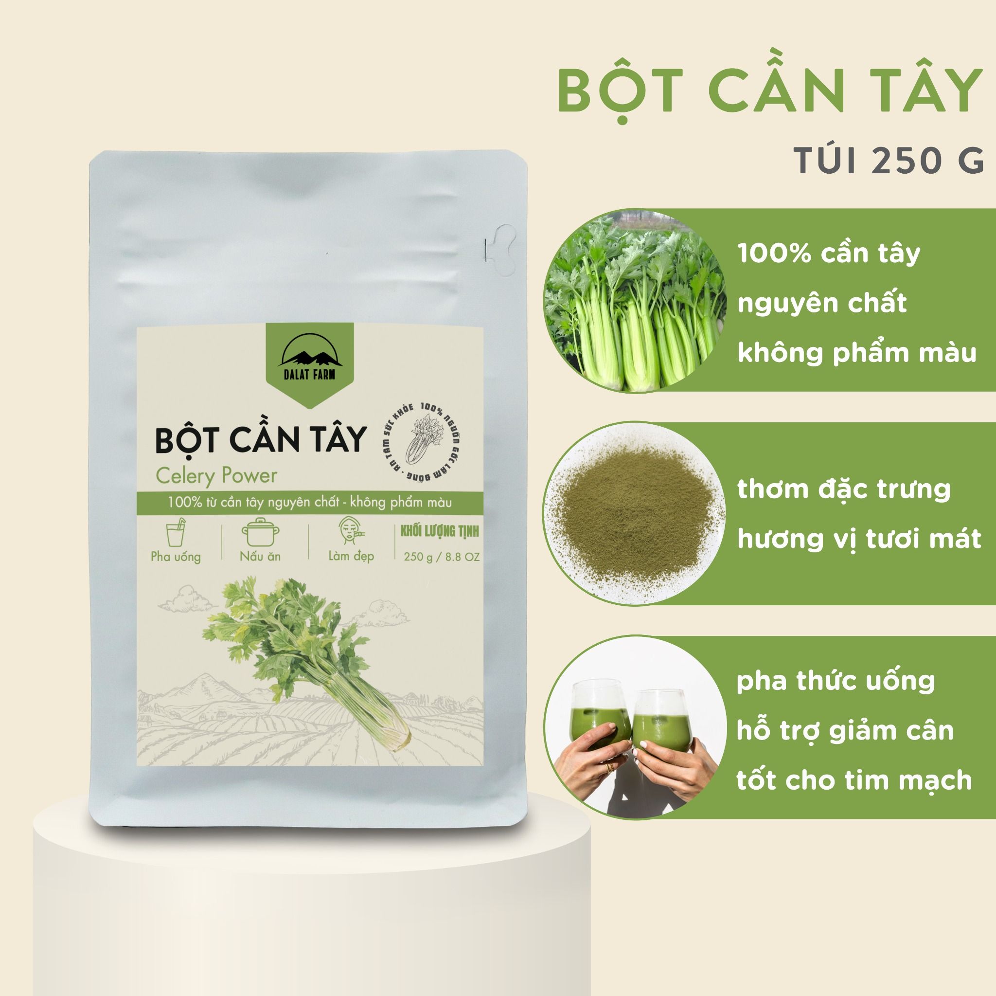  Bột Cần Tây DalatFarm - Túi 250g 