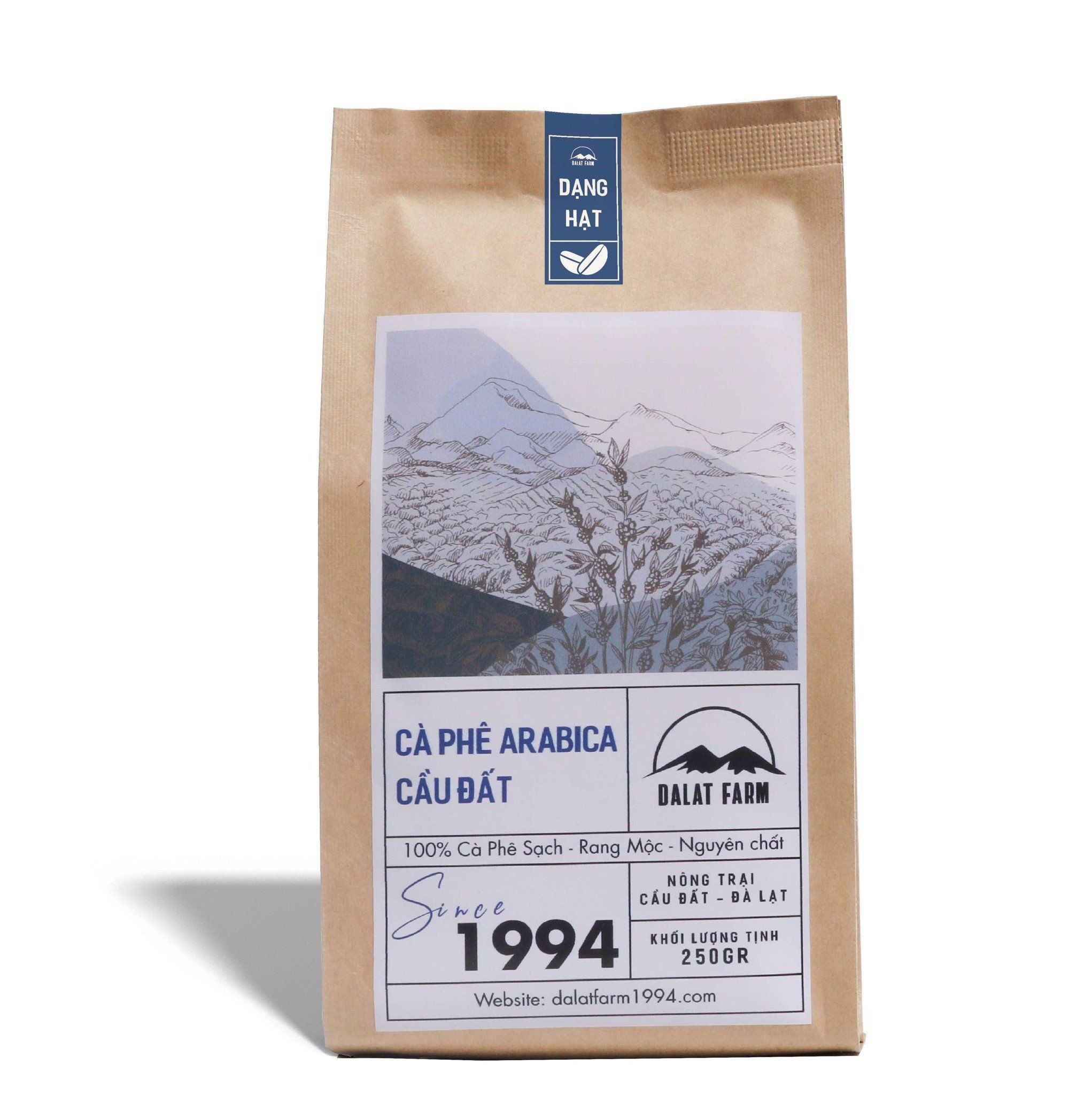  Cà Phê Arabica Cầu Đất Rang Mộc DalatFarm - Túi 250gr (Dạng Hạt) 