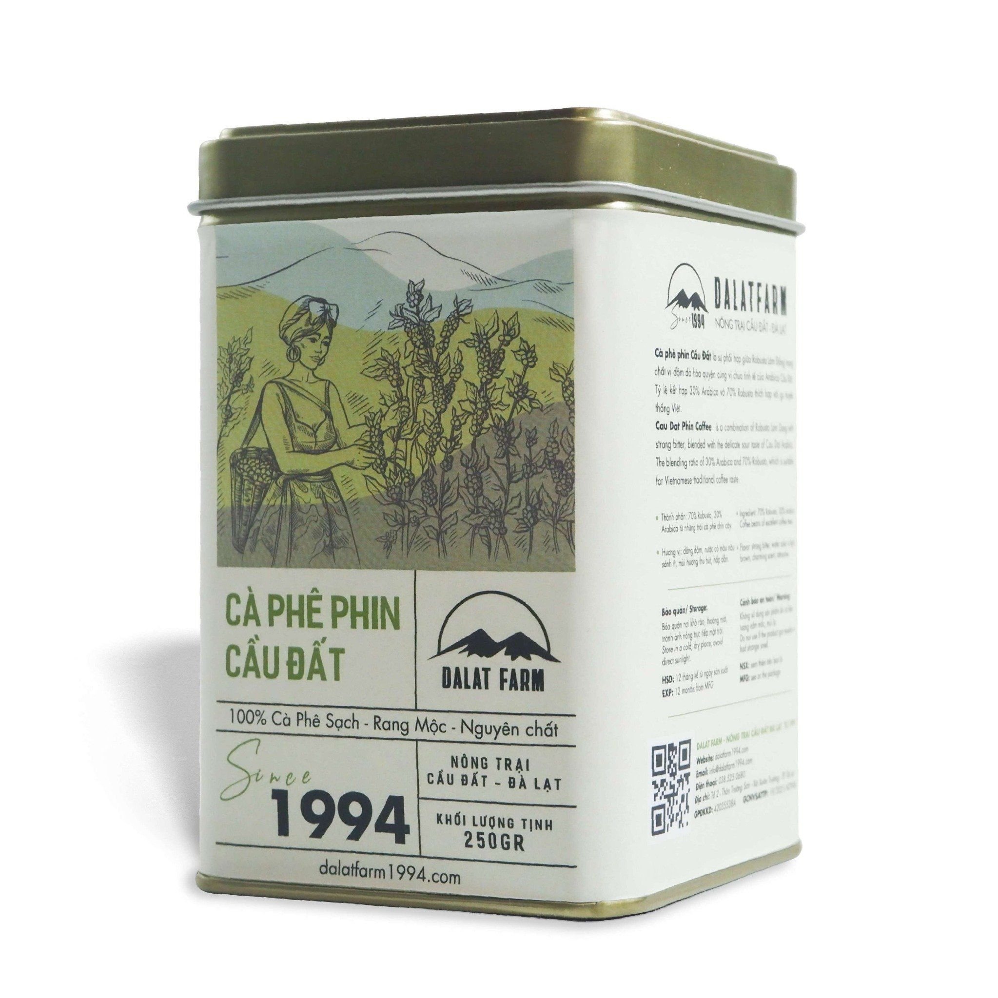  Cà Phê Phin Cầu Đất - Hộp 250 g (dạng bột) 