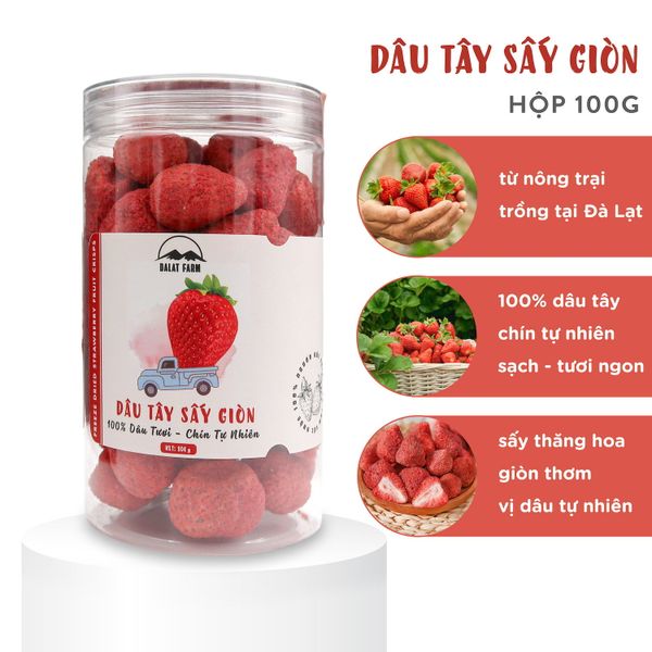  Dâu Tây Sấy Giòn - Hộp 100g 