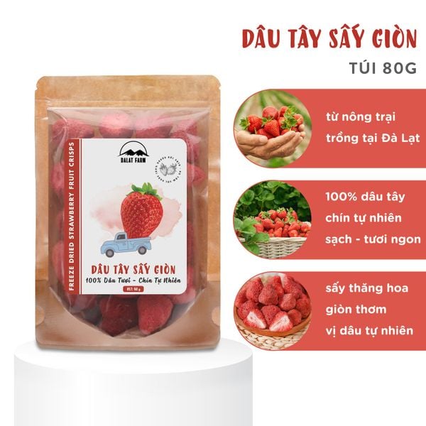  Dâu Tây Sấy Giòn - Túi 80g 