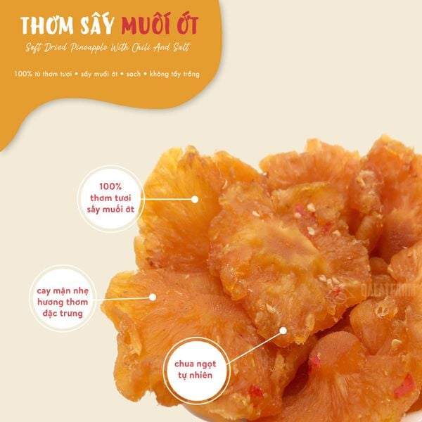  Thơm Sấy Muối Ớt - Túi 220g 