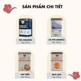  Hộp Quà Hạnh Phúc (Trà Oolong - Cà Phê Arabica - Mứt Cam - Hạt Điều) 