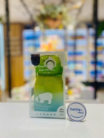 Bình ống hút Tritan Straw Canteen Kuku 5621 - Xanh (600ml)