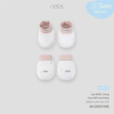 Set bao tay, bao chân Nous màu trắng họa tiết hoa hồng (NB)