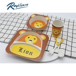 Set ăn dặm 5 món từ tre Bamboo kháng khuẩn Royalcare ( lion )