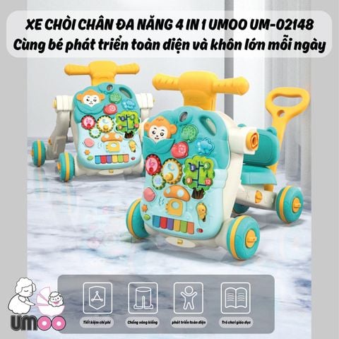 Xe tập đi kiêm chòi chân đa năng 4in1 Umoo - Màu xanh (6th)
