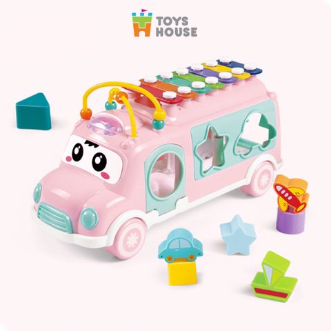 Ô tô thả khối kết hợp đàn gõ Xylophone Toyshouse - Màu hồng (18 tháng)