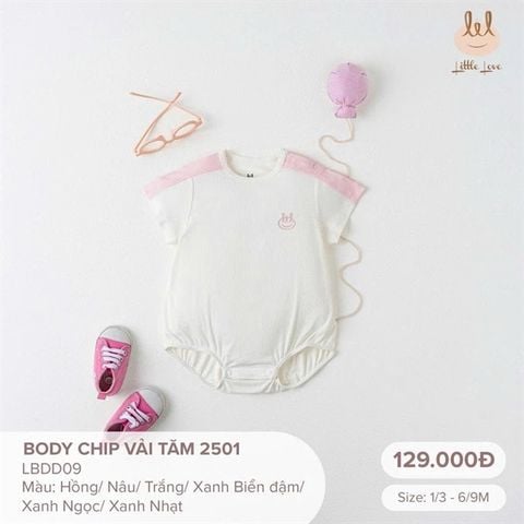 Bộ body chip vải tăm màu trắng Little Love (1-3th)