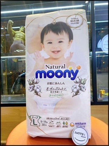 Tã dán Moony Natural size L38 (9-14kg)