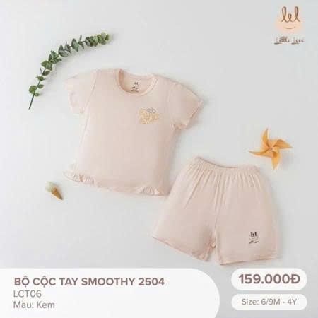 Bộ cộc tay Smoothy màu kem Little Love (3 tuổi)