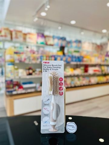 Cọ rửa bình & núm ti chất liệu Silicone Farlin (Coral Cream)