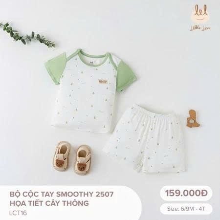 Bộ cộc tay smoothy họa tiết cây thông Little Love (9-12th)