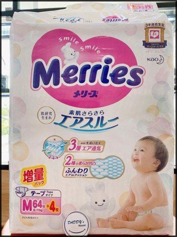 Merries tã dán size M 64 + 4 (6-11kg) - nội địa