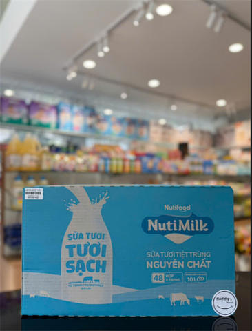 Sữa tươi Nutimilk nguyên chất (Thùng 48 hộp x 180ml)