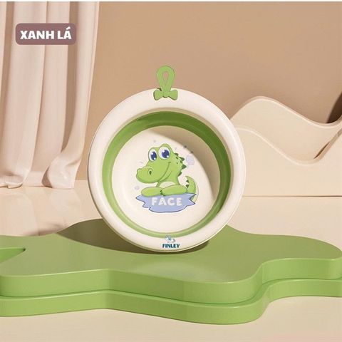 Thau chậu rửa mặt gấp gọn khủng long Finley (Màu xanh lá)