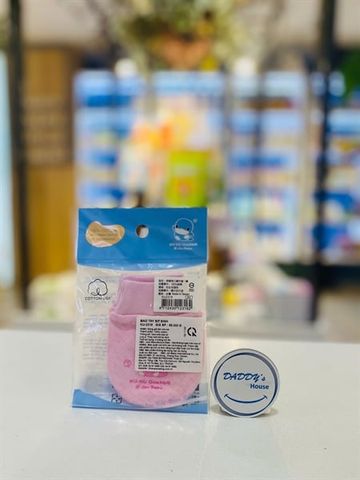 Bao tay sơ sinh vải cotton cao cấp bo thun KuKu 2316 - Màu hồng