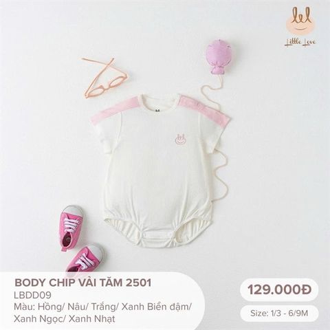 Bộ body chip vải tăm màu trắng Little Love (3-6th)