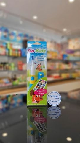 Bàn chải điện sóng âm dùng pin có nắp đậy Brush - Baby - Xanh (3 tuổi)