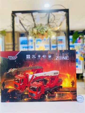 Đồ chơi lắp ráp DIY 2in1 xe cứu hỏa có đèn, âm thanh Vecto (VT9087)